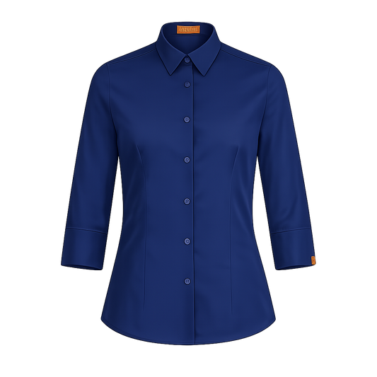 932138-04 - CAMISA MUJER CUELLO CAMISERO MANGA 3/4 ALAMEDA MARINO