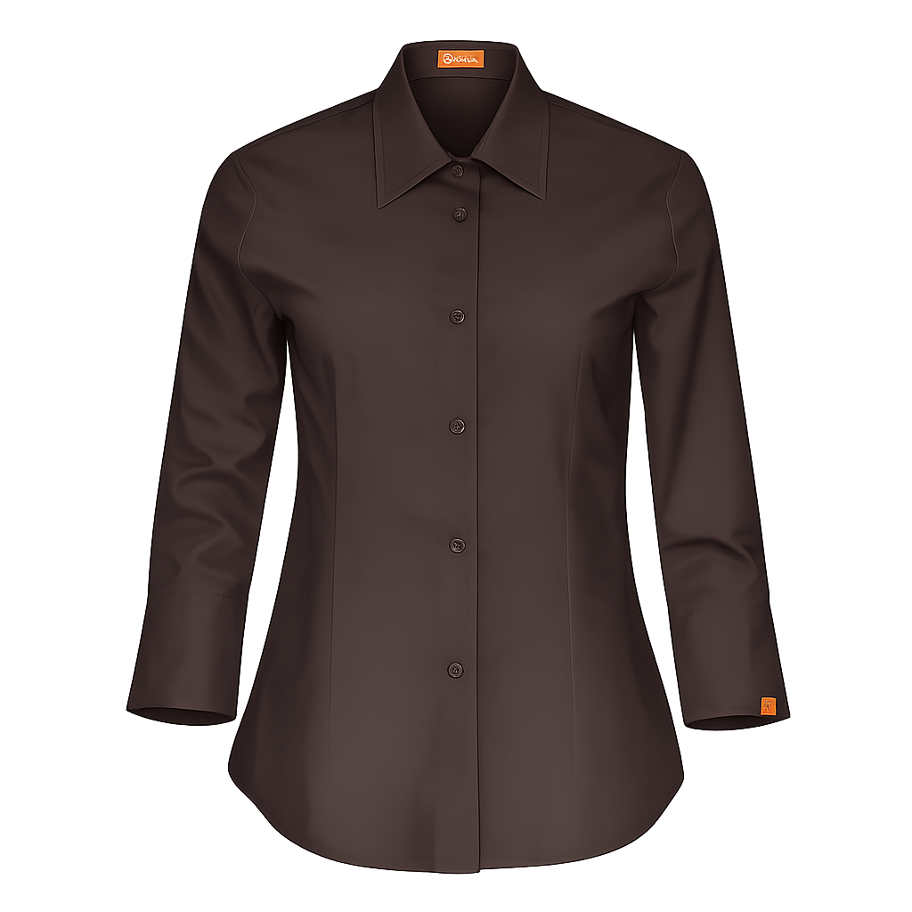 932139-22 - CAMISA MUJER CUELLO CAMISERO MANGA 3/4 MILAN MARRÓN