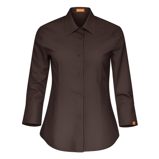 932139-22 - CAMISA MUJER CUELLO CAMISERO MANGA 3/4 MILAN MARRÓN