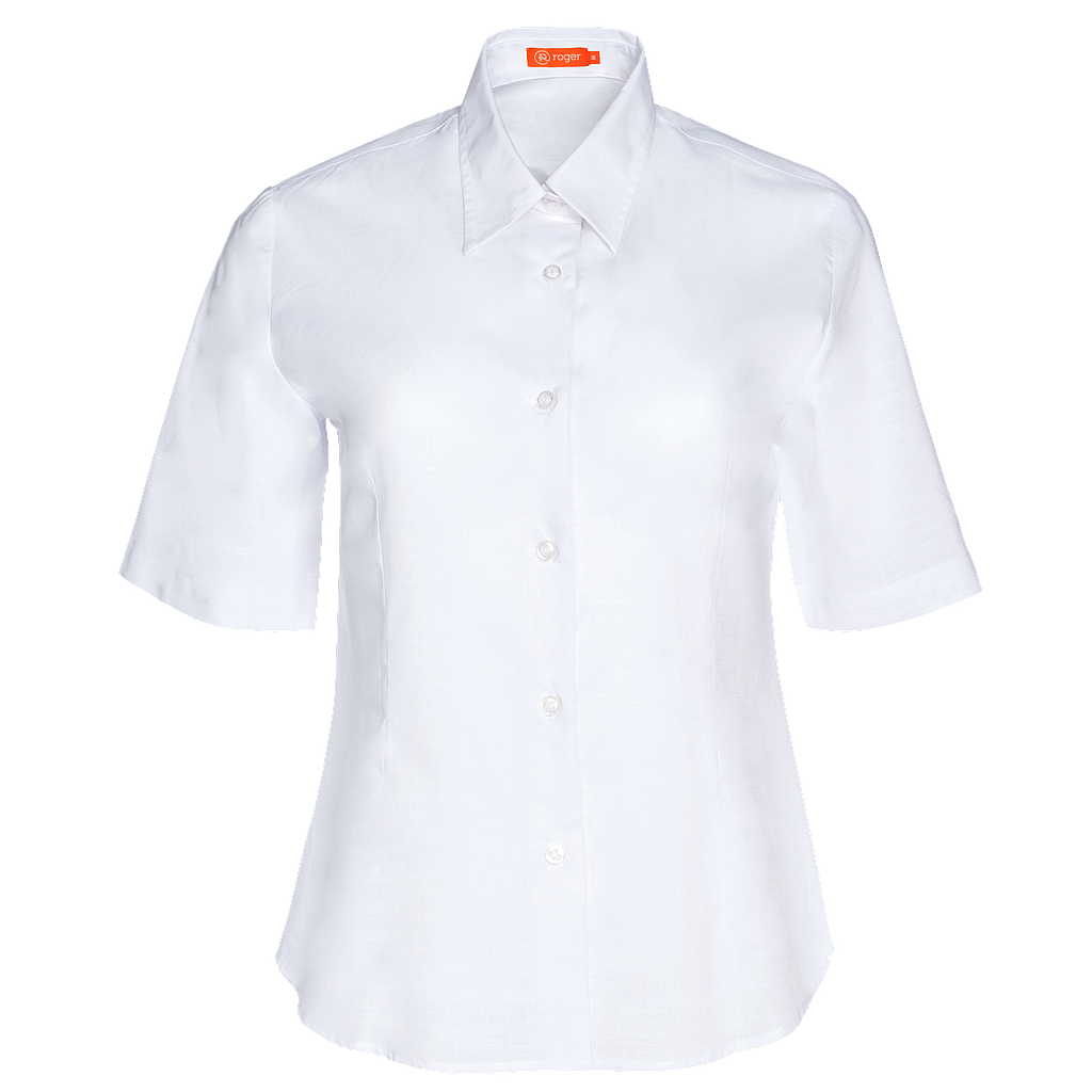 937144-13 - CAMISA MUJER CUELLO CAMISERO MANGA CORTA FLORIDA BLANCO