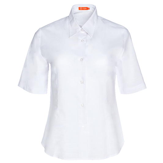 937144-13 - CAMISA MUJER CUELLO CAMISERO MANGA CORTA FLORIDA BLANCO
