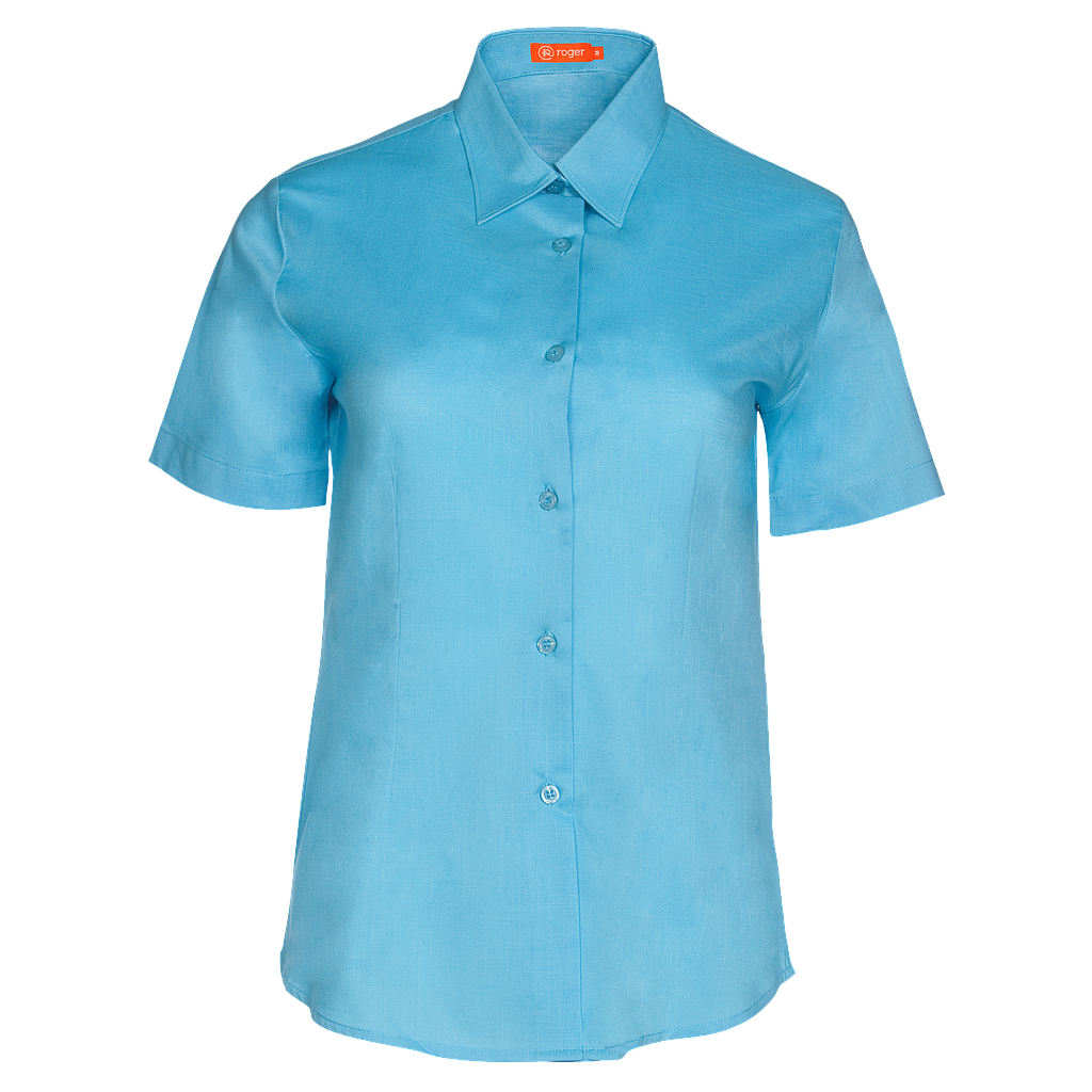 937144-39 - CAMISA MUJER CUELLO CAMISERO MANGA CORTA FLORIDA TURQUESA