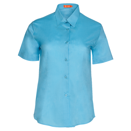 937144-39 - CAMISA MUJER CUELLO CAMISERO MANGA CORTA FLORIDA TURQUESA