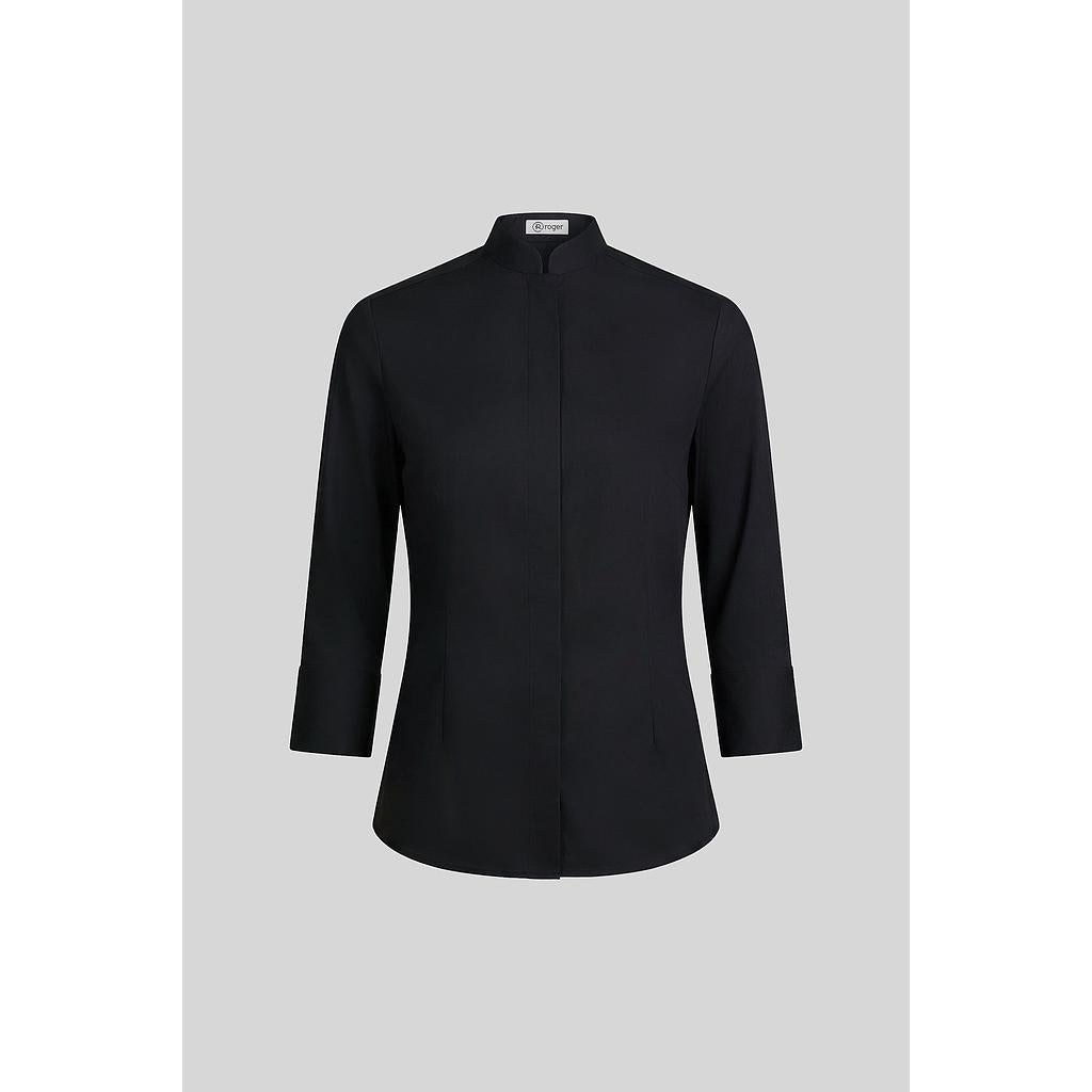 940138-07 - CAMISA MUJER CUELLO MAO MANGA 3/4 NOBRE NEGRO