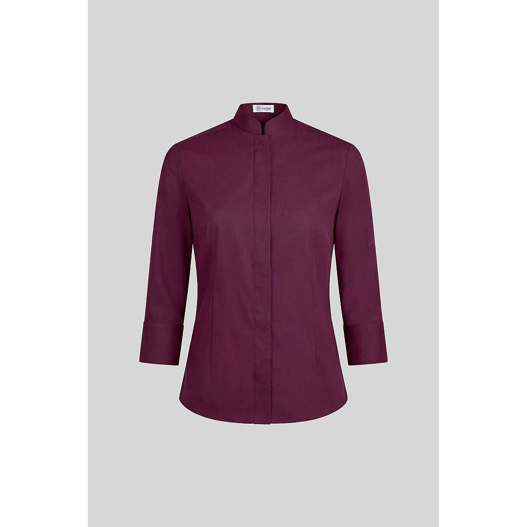 940138-09 - CAMISA MUJER CUELLO MAO MANGA 3/4 NOBRE GRANATE