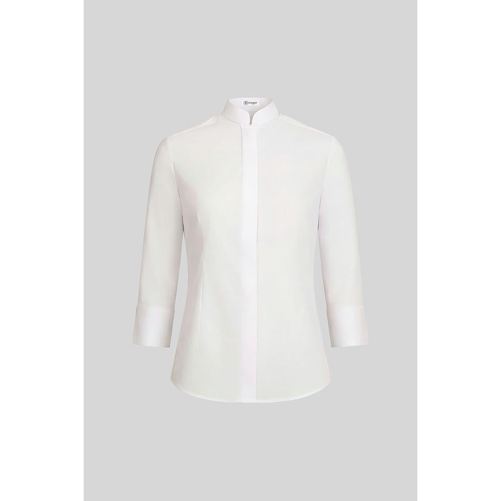 940138-13 - CAMISA MUJER CUELLO MAO MANGA 3/4 NOBRE BLANCO