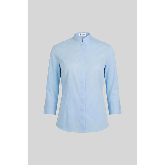 940138-19 - CAMISA MUJER CUELLO MAO MANGA 3/4 NOBRE CELESTE