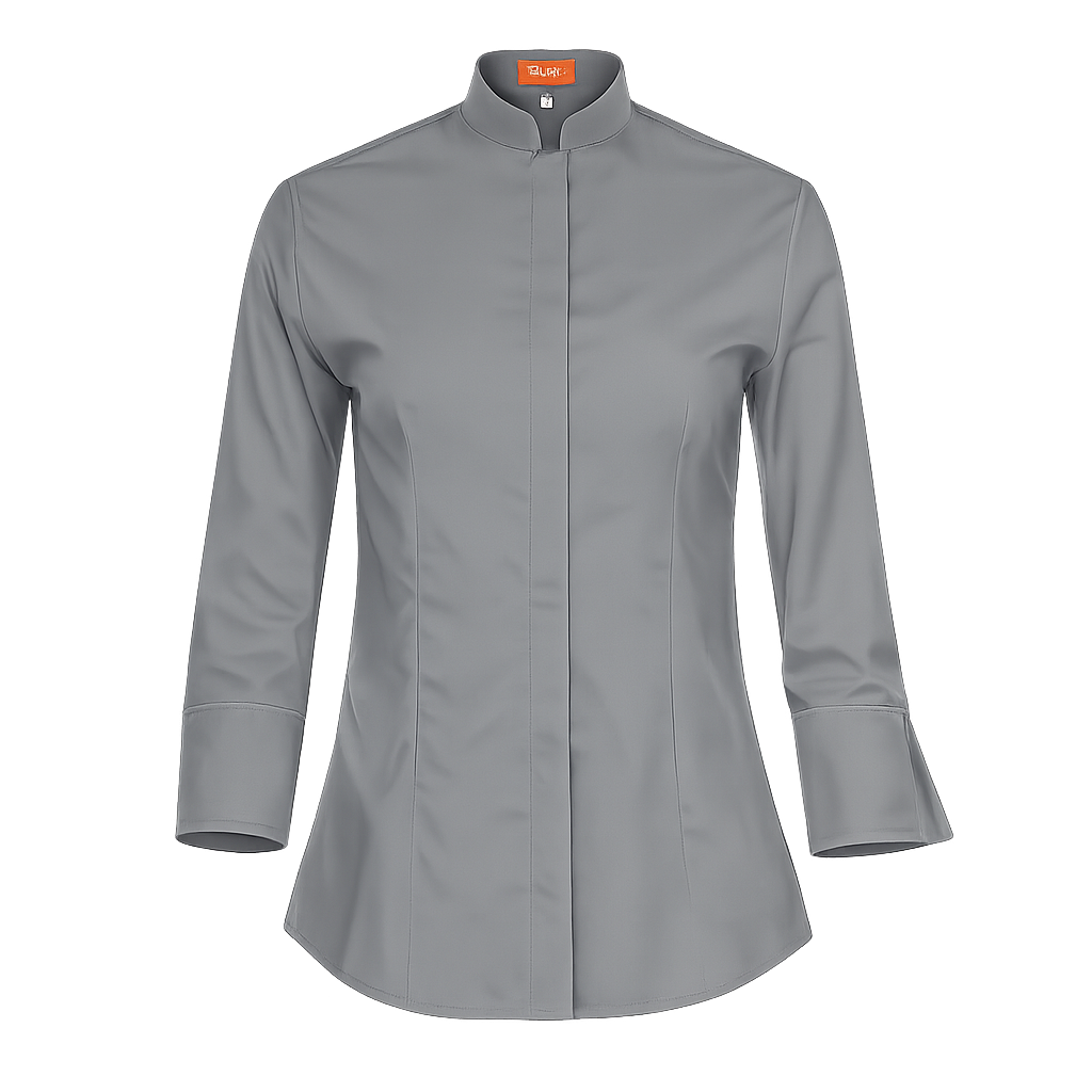 940139-03 - CAMISA MUJER CUELLO MAO MANGA 3/4 DINAR GRIS MEDIO