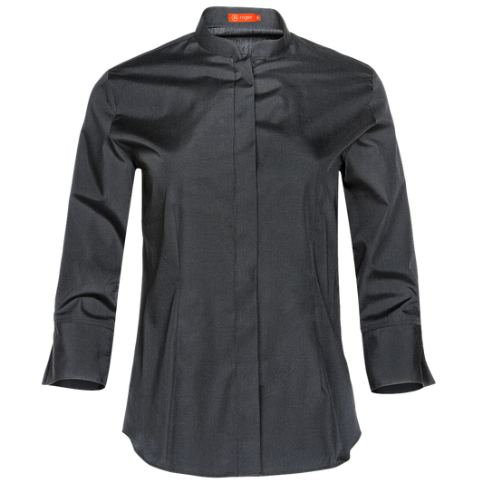 940139-07 - CAMISA MUJER CUELLO MAO MANGA 3/4 DINAR NEGRO