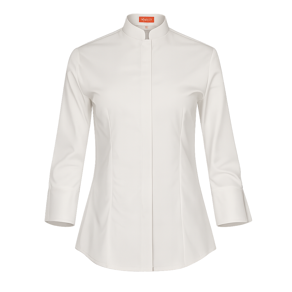940139-15 - CAMISA MUJER CUELLO MAO MANGA 3/4 DINAR BEIGE