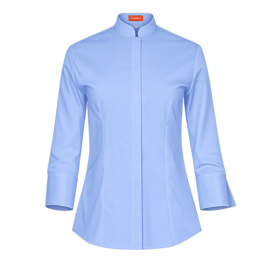 940139-19 - CAMISA MUJER CUELLO MAO MANGA 3/4 DINAR CELESTE