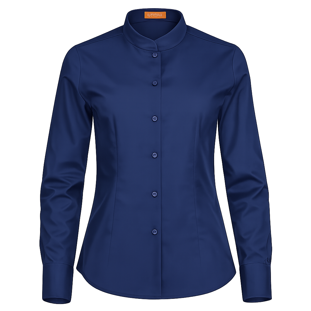 941138-04 - CAMISA MUJER CUELLO MAO MANGA LARGA NOBRE MARINO