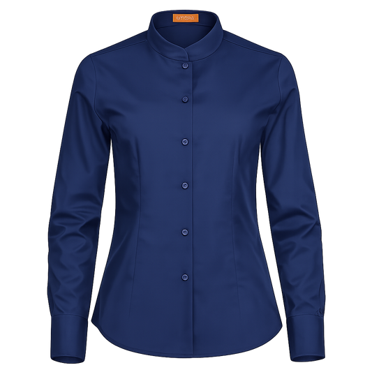 941138-04 - CAMISA MUJER CUELLO MAO MANGA LARGA NOBRE MARINO