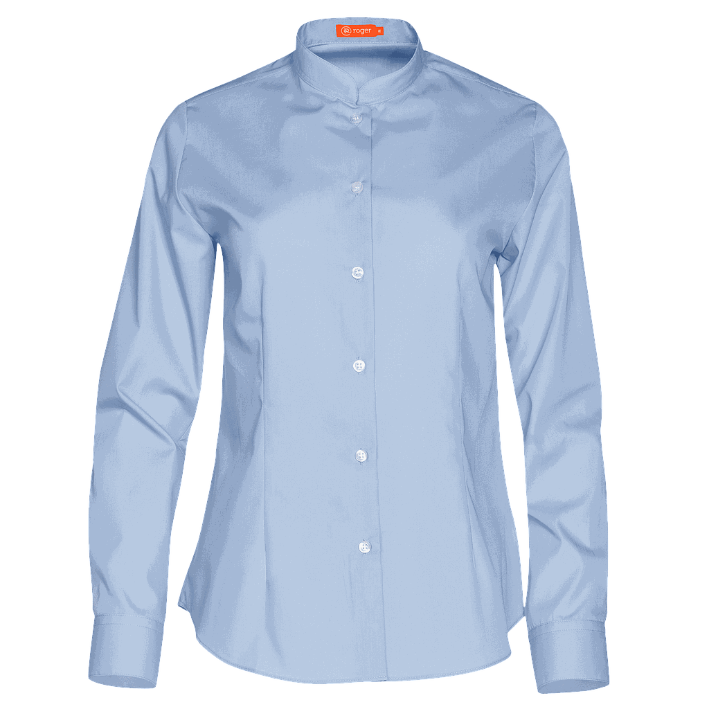 941138-19 - CAMISA MUJER CUELLO MAO MANGA LARGA NOBRE CELESTE