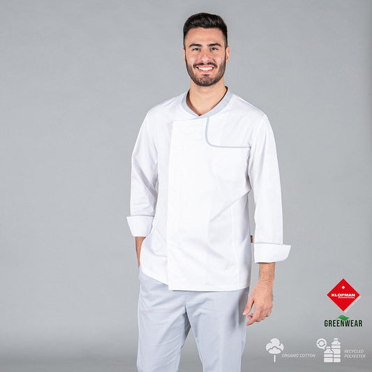 942500-117 - CHAQUETA COCINA HOMBRE OTERO TEJIDO RECICLADO Y ORGANICO KLOPMAN GRIS PERLA