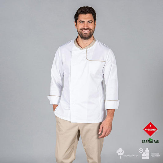 942500-142 - CHAQUETA COCINA HOMBRE OTERO TEJIDO RECICLADO Y ORGANICO KLOPMAN ARENA