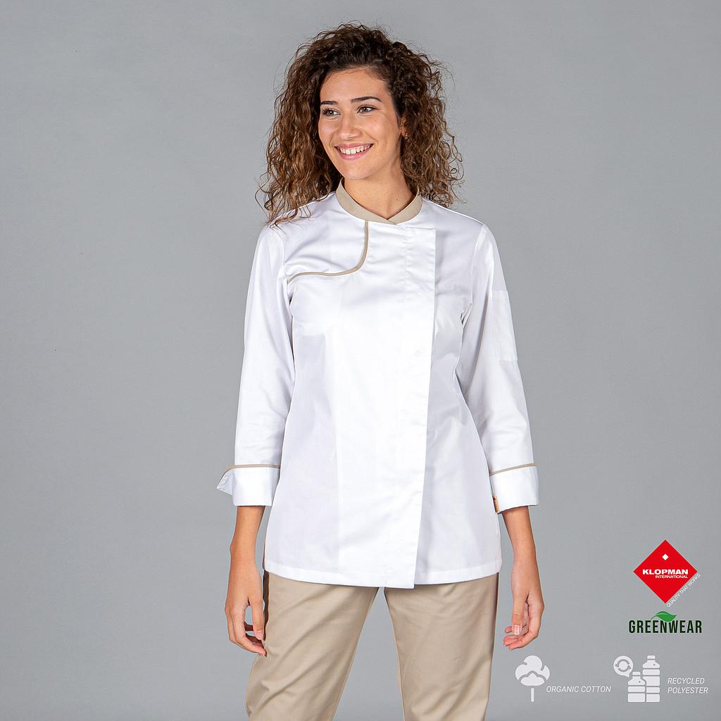 942900-142 - CHAQUETA COCINA MUJER ANAYA TEJIDO RECICLADO Y ORGANICO KLOPMAN ARENA