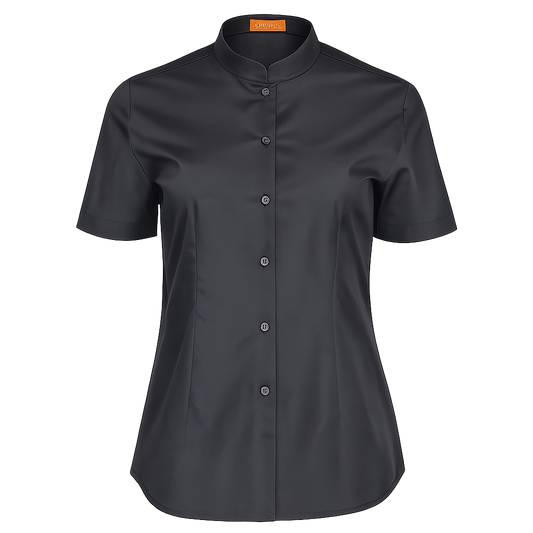 947138-07 - CAMISA MUJER CUELLO MAO MANGA CORTA NOBRE NEGRO
