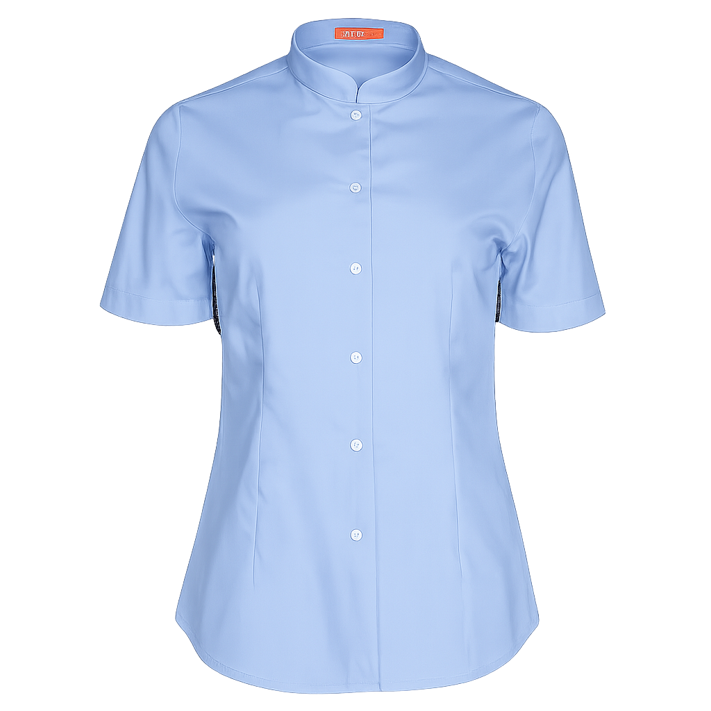 947138-19 - CAMISA MUJER CUELLO MAO MANGA CORTA NOBRE CELESTE