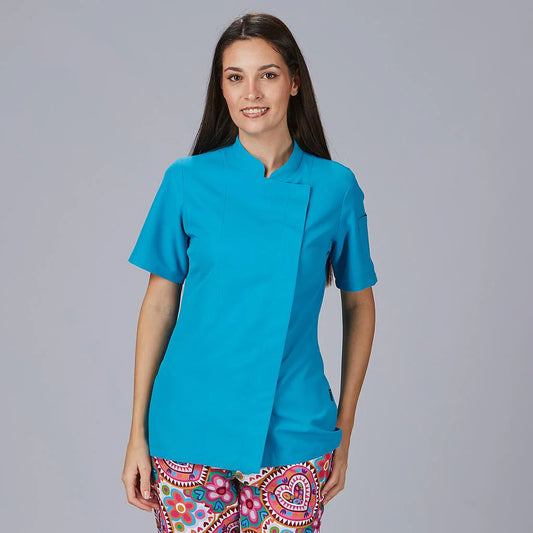 948600-115 - CHAQUETA COCINA MUJER PAZ M/C TURQUESA