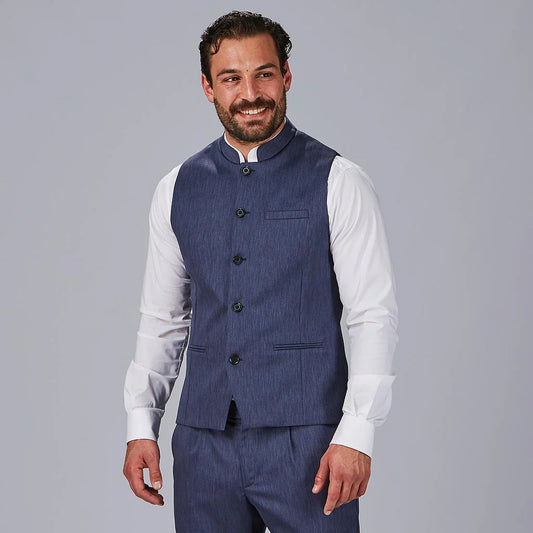 950012-104 - CHALECO HOMBRE CUELLO MAO GIRON MARINO
