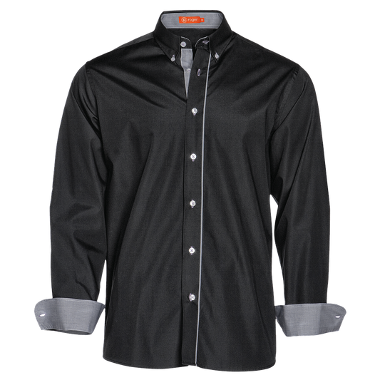 950151-47 - CAMISA HOMBRE CUELLO CAMISERO MANGA LARGA PLAID NEGRO C/#GRIS