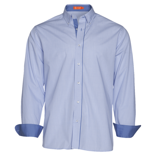 950151-49 - CAMISA HOMBRE CUELLO CAMISERO MANGA LARGA PLAID #CELESTE C/CELESTE