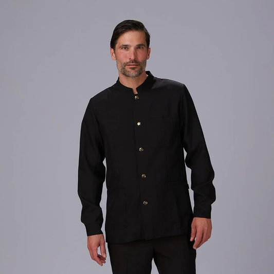 963300-001 - CHAQUETA HOMBRE MAO NEGRA BOTON DORADO