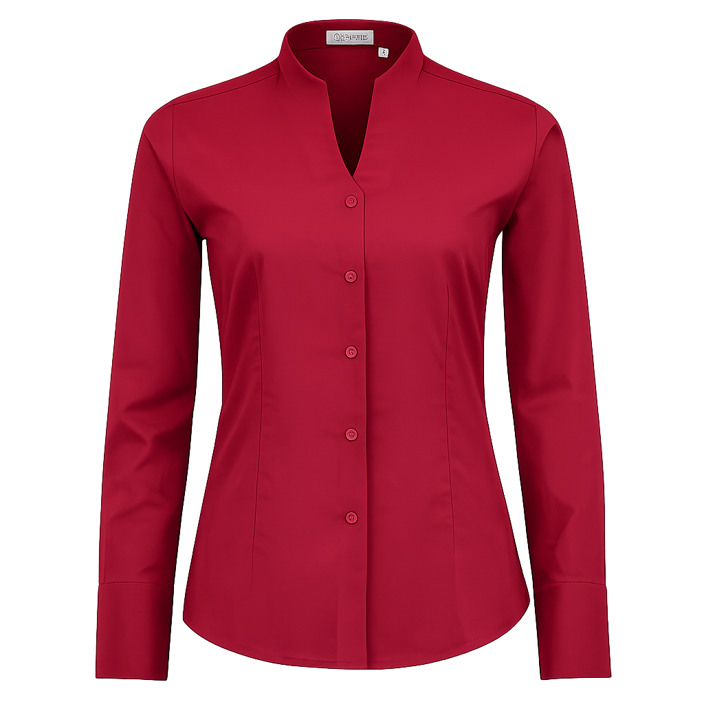 965138-09 - CAMISA MUJER CUELLO EN "V" MANGA LARGA ALAMEDA GRANATE