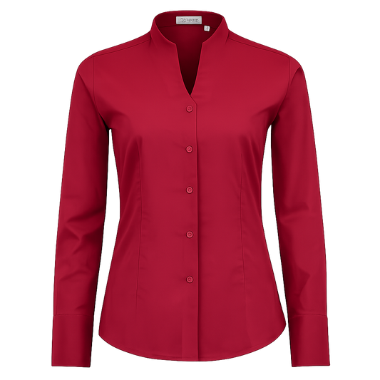 965138-09 - CAMISA MUJER CUELLO EN "V" MANGA LARGA ALAMEDA GRANATE