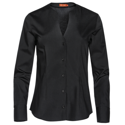 965139-07 - CAMISA MUJER CUELLO EN "V" MANGA LARGA DINAR NEGRO