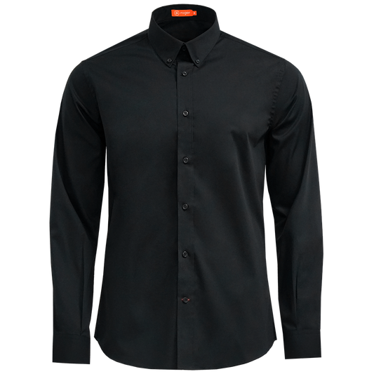 969139-07 - CAMISA HOMBRE CUELLO CAMISERO MANGA LARGA LONDON NEGRO