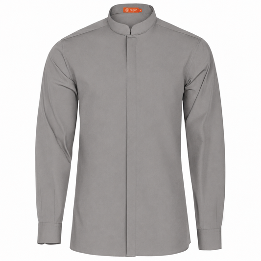 982139-03 - CAMISA HOMBRE CUELLO MAO MANGA LARGA DINAR GRIS MEDIO
