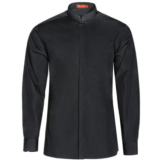 982139-07 - CAMISA HOMBRE CUELLO MAO MANGA LARGA DINAR NEGRO