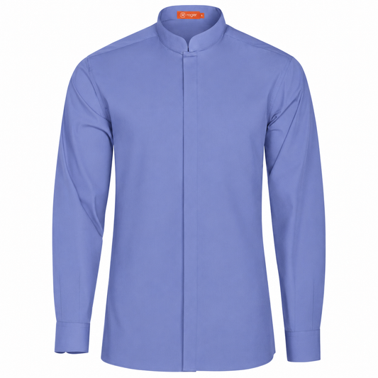 982139-10 - CAMISA HOMBRE CUELLO MAO MANGA LARGA DINAR AZUL ROYAL