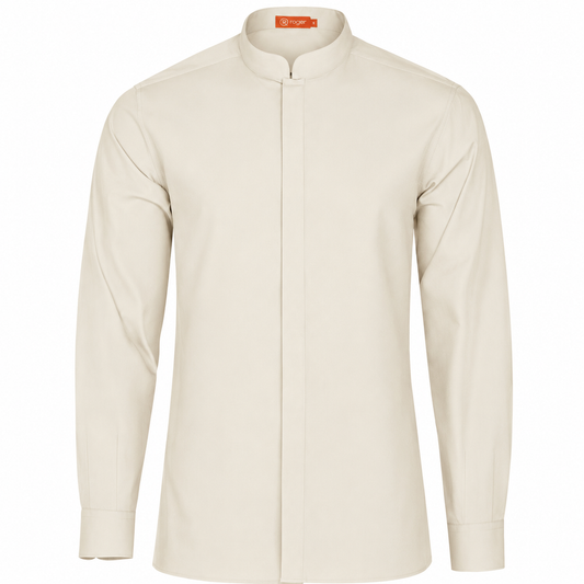 982139-15 - CAMISA HOMBRE CUELLO MAO MANGA LARGA DINAR BEIGE