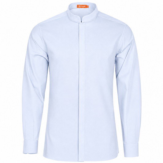 982139-19 - CAMISA HOMBRE CUELLO MAO MANGA LARGA DINAR CELESTE