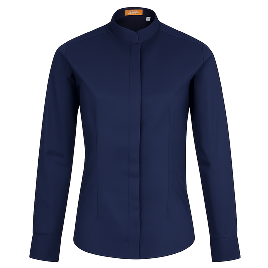 984138-04 - CAMISA MUJER CUELLO MAO MANGA LARGA ALAMEDA MARINO
