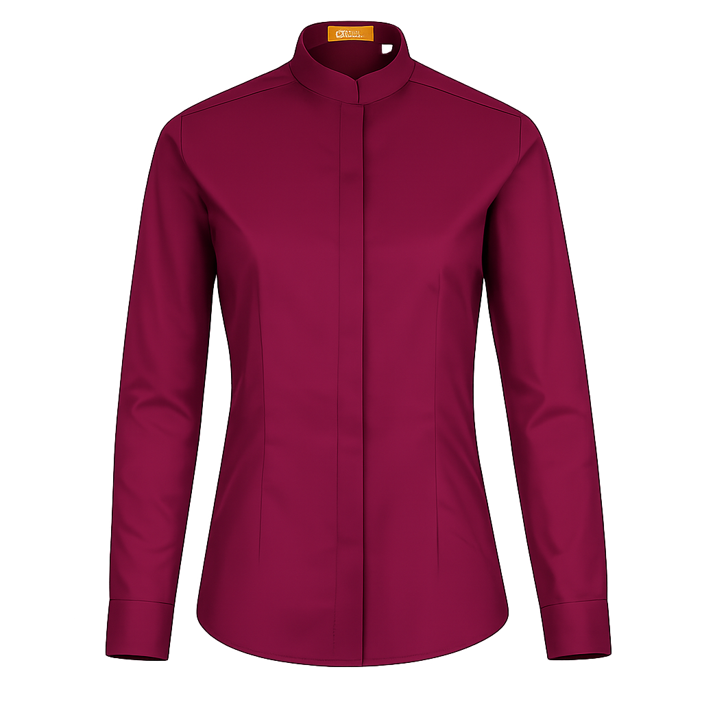 984138-09 - CAMISA MUJER CUELLO MAO MANGA LARGA ALAMEDA GRANATE