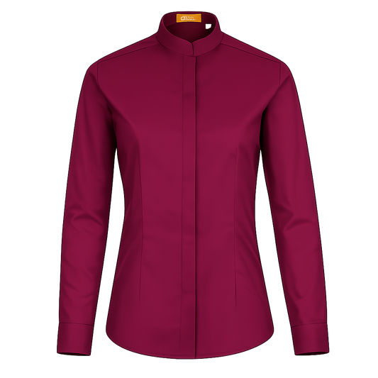 984138-09 - CAMISA MUJER CUELLO MAO MANGA LARGA ALAMEDA GRANATE