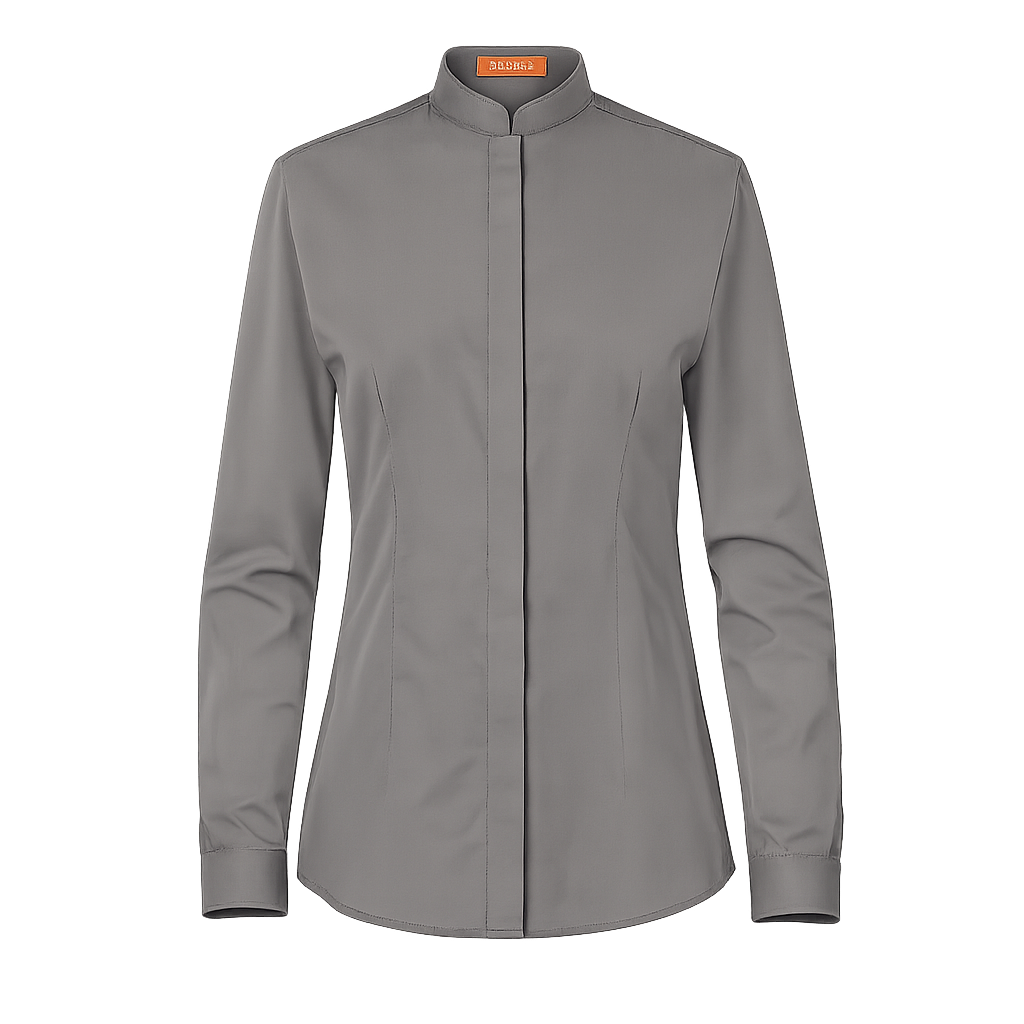 984139-03 - CAMISA MUJER CUELLO MAO MANGA LARGA DINAR GRIS MEDIO