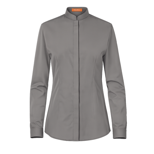 984139-03 - CAMISA MUJER CUELLO MAO MANGA LARGA DINAR GRIS MEDIO