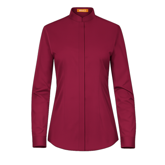 984139-09 - CAMISA MUJER CUELLO MAO MANGA LARGA DINAR GRANATE