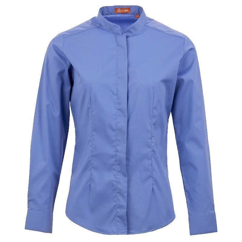 984139-10 - CAMISA MUJER CUELLO MAO MANGA LARGA DINAR AZUL ROYAL