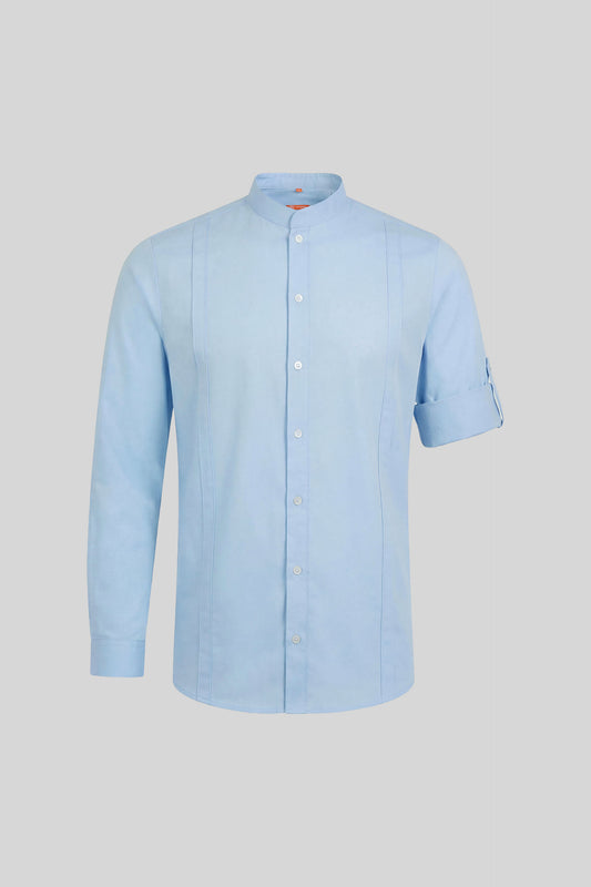 988148-19 - CAMISA GUAYABERA HOMBRE BASSA CELESTE