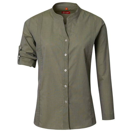 989148-196 - CAMISA GUAYABERA MUJER BASSA VERDE SALVIA
