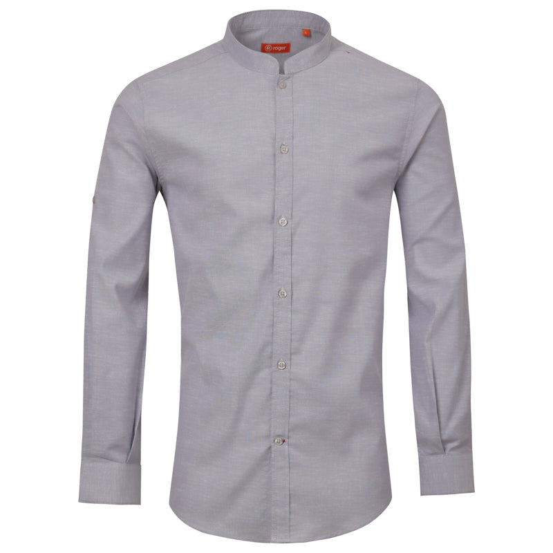991137-03 - CAMISA HOMBRE CUELLO MAO MANGA LARGA DAYTONA GRIS MEDIO