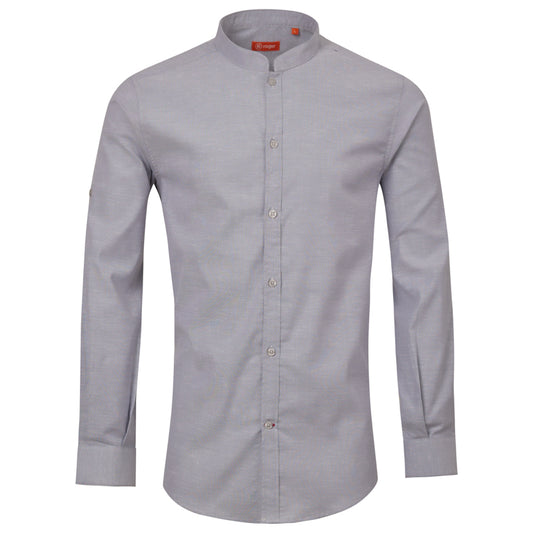 991225-03 - CAMISA HOMBRE CUELLO MAO MANGA LARGA OXFORD GRIS MEDIO