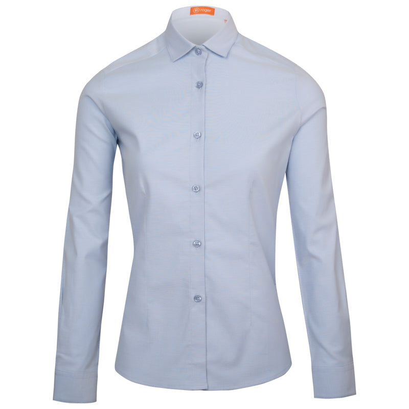 992225-19 - CAMISA MUJER CUELLO CAMISERO MANGA LARGA OXFORD CELESTE