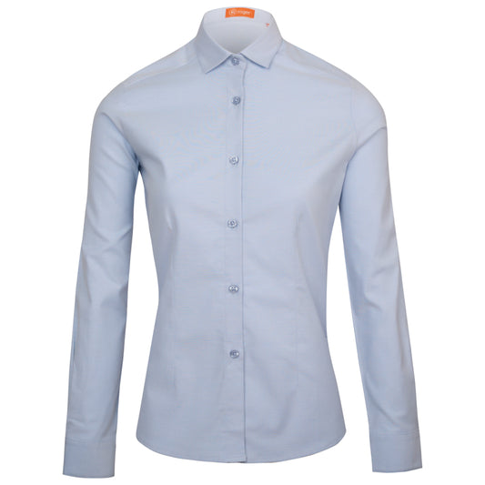 992225-19 - CAMISA MUJER CUELLO CAMISERO MANGA LARGA OXFORD CELESTE